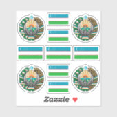 Uzbek national symbols / coat of arms and flag sti sticker (Vel)
