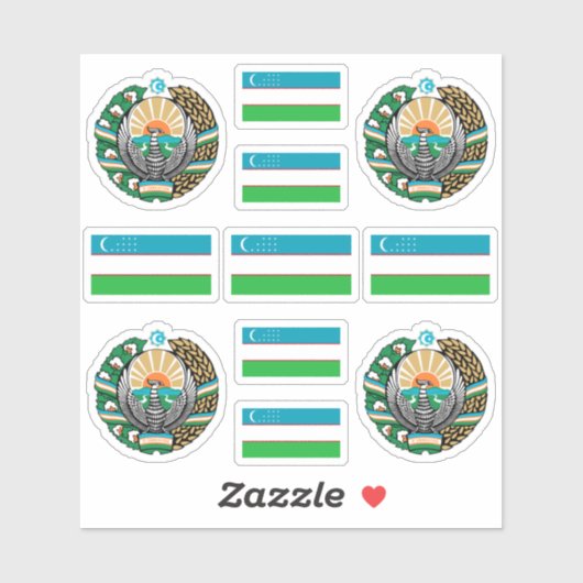 Uzbek national symbols / coat of arms and flag sti sticker (Vel)