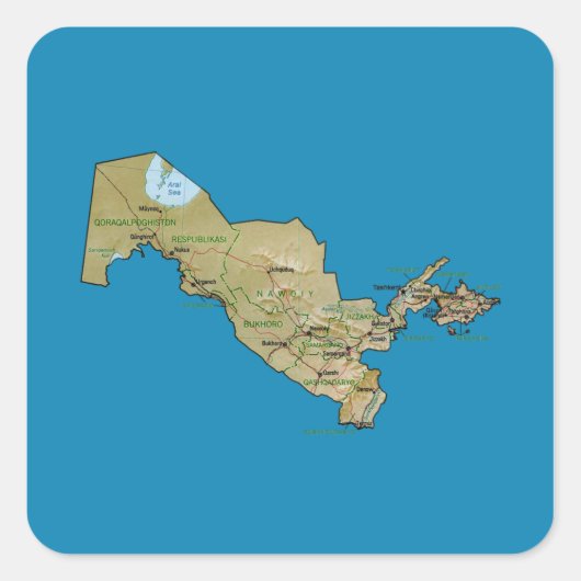 Uzbekistan Kaart Sticker (Voorkant)