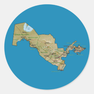 Uzbekistan Kaart Sticker