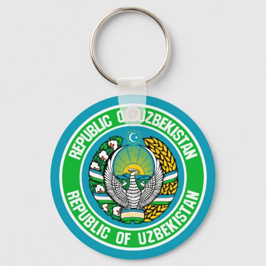 Uzbekistan Rond Embleem Sleutelhanger (Voorkant)