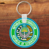 Uzbekistan Rond Embleem Sleutelhanger (Voorkant)