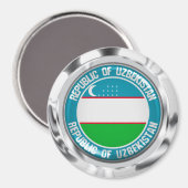Uzbekistan Ronde Embleem Magneet (Voorkant / Achterkant)