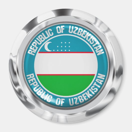 Uzbekistan Ronde Embleem Magneet (Voorkant)