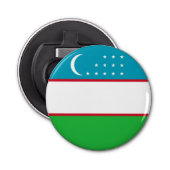 Uzbekistan vlag button flesopener (Voorkant)