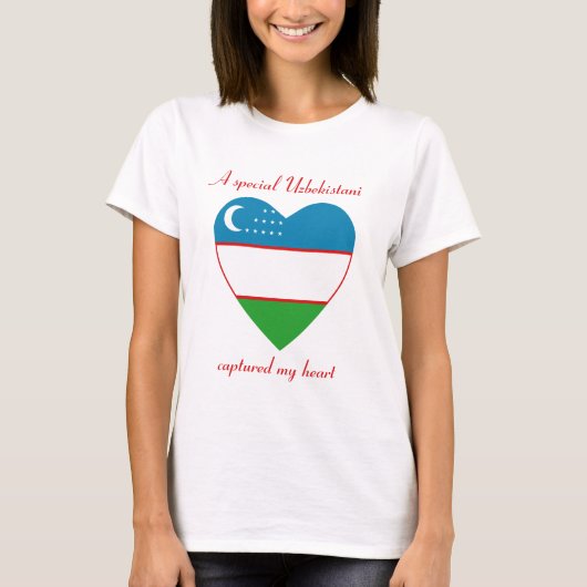 Uzbekistan Vlag Hartend T-Shirt (Voorkant)