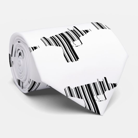 UZI BAR CODE Pistool Barcode Patroon Ontwerp Stropdas (Opgerold)