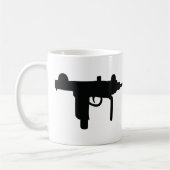 Uzi-pistool wapenpictogram koffiemok (Links)