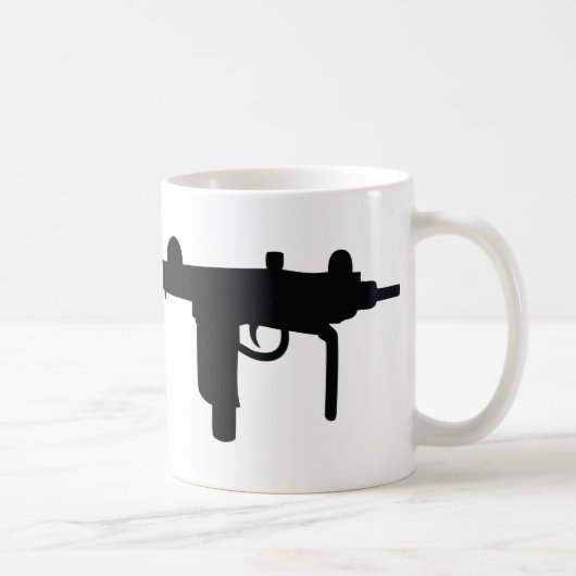 Uzi-pistool wapenpictogram koffiemok (Rechts)