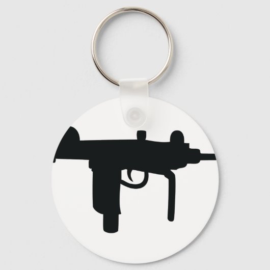 Uzi-pistool wapenpictogram sleutelhanger (Voorkant)