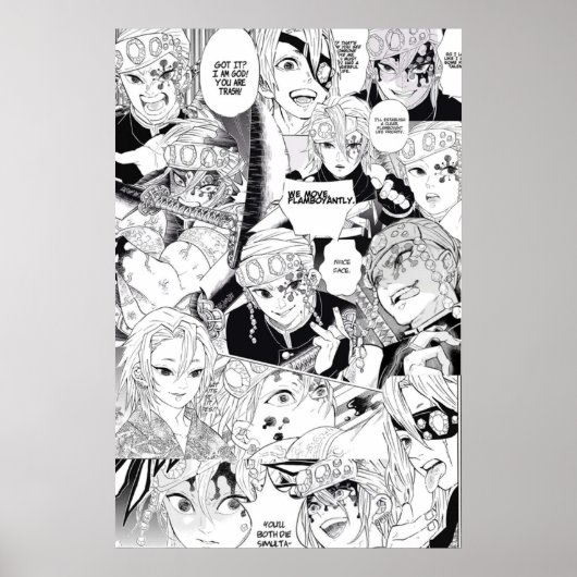 Uzui Tengen Demon Slayer KNY Collage Poster (Voorkant)