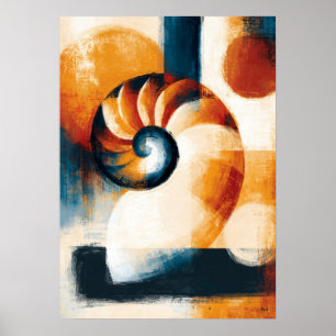 Uzumaki Spiraal Schelp Japans Organisch Modern Abs Poster