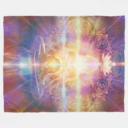 V073 Oranje Sunshine Meditator Fleece Deken (Voorkant (Horizontaal))