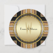 V1 Art Deco Gold Glitter Round Weddenation Kaart (Voorkant)