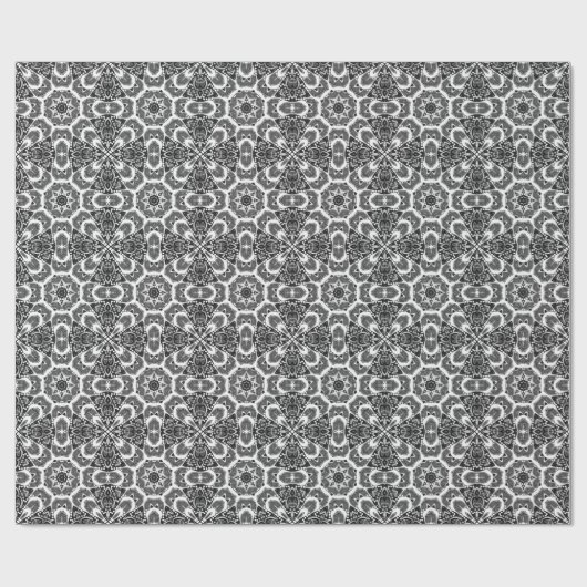 v1. Black White Geometric Web Star-cadeaupapier Cadeaupapier (Vlak)