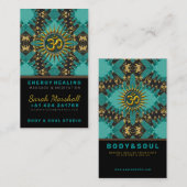 V2 Blauwgroen Gold Eastern Sparkle OM Yoga Visitek Visitekaartje (Voorkant / Achterkant)