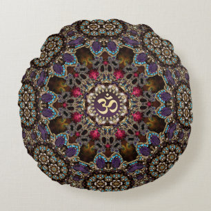V2- Bohemiaanse Spirit OM Yoga Round Cushion Rond Kussen