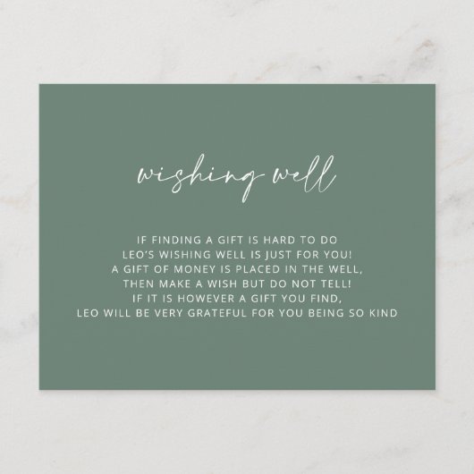 V2 Eenvoudig Groen Baptisme die goed waakt Informatiekaartje (Voorkant)