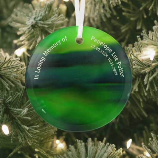 V2 Green Northern Lights Memorial Suncatcher Glas Ornament (Insitu)