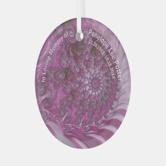 V2 Lavender Nautilus Fractal Memorial Suncatcher Glas Ornament (Voorkant links)