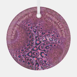 V2 Roze Octopus Fractal Memorial Suncatcher Glas Ornament