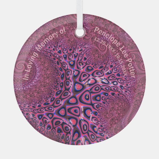 V2 Roze Octopus Fractal Memorial Suncatcher Glas Ornament (Voorkant)