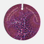 V2 Roze Octopus Fractal Memorial Suncatcher Glas Ornament (Achterkant)