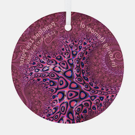 V2 Roze Octopus Fractal Memorial Suncatcher Glas Ornament (Achterkant)