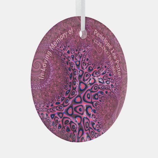 V2 Roze Octopus Fractal Memorial Suncatcher Glas Ornament (Voorkant Rechts)