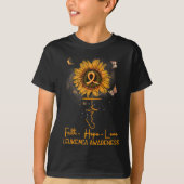 V5AZ Zonnebloem Oranje Lint Christelijke Leukemie  T-shirt (Voorkant)