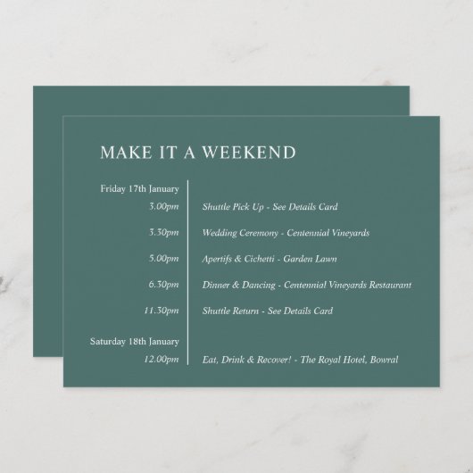 V6 Watercolour bladeren ChloeNick #466D69 evenemen Informatiekaartje (Voorkant / Achterkant)