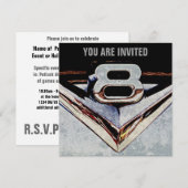 V8 Chrome Black en Grey Masculine Party Kaart (Voorkant / Achterkant)