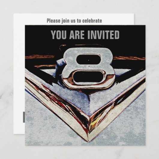 V8 Chrome Black en Grey Masculine Party Kaart (Voorkant / Achterkant)