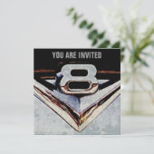 V8 Chrome Black en Grey Masculine Party Kaart (Staand voorkant)