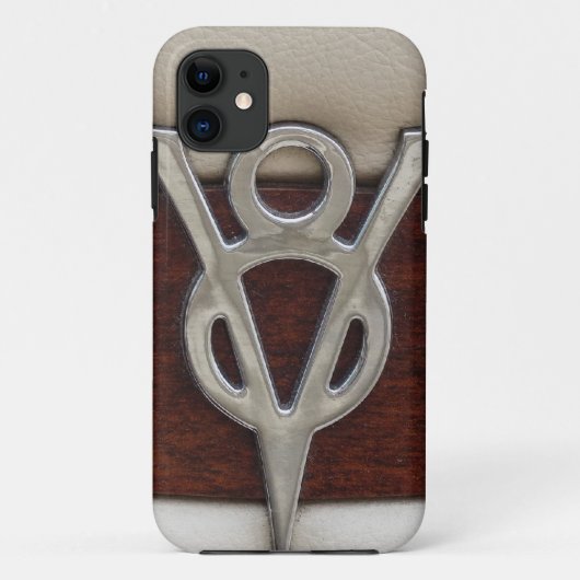 V8 Chrome Embleem leder en hout Case-Mate iPhone Case (Achterkant)