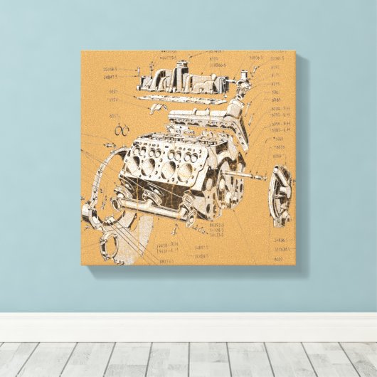 V8-motor Canvas Afdruk (Insitu (Houten vloer))