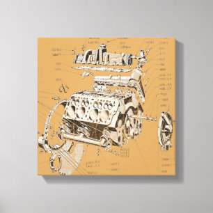 V8-motor Canvas Afdruk