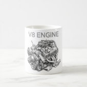 V8-motor potloodschets tekening koffiemok (Center)