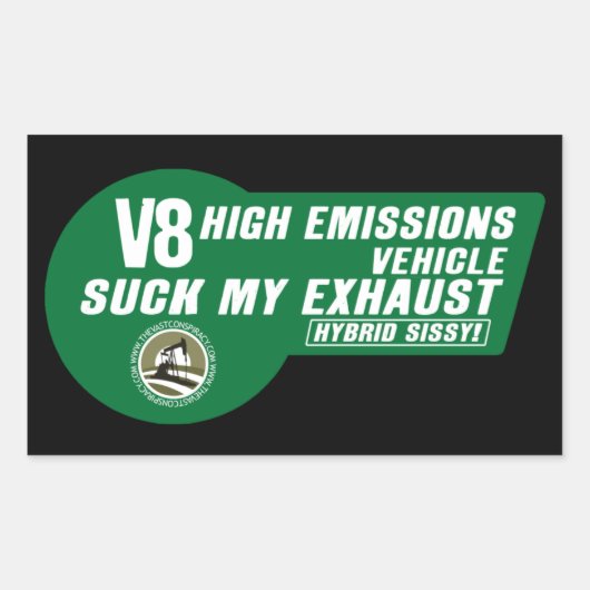 V8 SUV Sticker (Groen op Zwart) 4-pack (Voorkant)