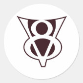 V8-symbool Ronde Sticker (Voorkant)