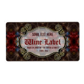 v.2 Medieval Fractals Gold Black & Red Wine Labels (Voorkant)