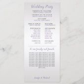 V#2 Paarse Grijs Zilver Bloemen bruiloft programma Programmakaart (Achterkant)