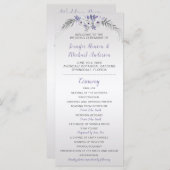 V#2 Paarse Grijs Zilver Bloemen bruiloft programma Programmakaart (Voorkant / Achterkant)