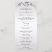 V#2 Paarse Grijs Zilver Bloemen bruiloft programma Programmakaart (Voorkant)