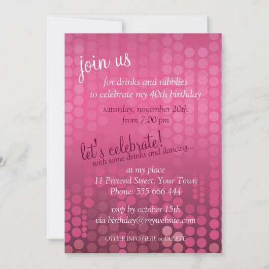 v.2 Roze Bokeh Sparkle Birthday Uitnodiging (Achterkant)