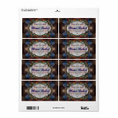 v.3 Middeleeuwse Fractals Goud Zwart & Rode Wijnla Etiket (Full Sheet)