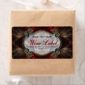 v.4 Middeleeuwse Fractals Goud Zwart & Rode Wijn E Etiket (Insitu)