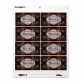 v.4 Middeleeuwse Fractals Goud Zwart & Rode Wijn E Etiket (Full Sheet)