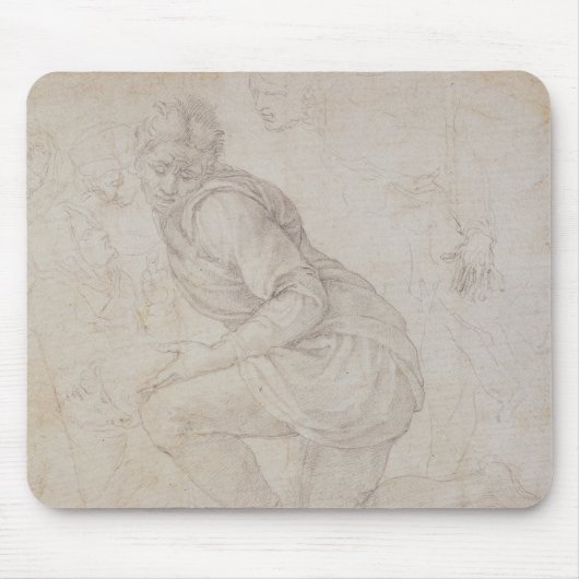 V. 5211-75 Fawkener Recto Kneeling man Muismat (Voorkant)