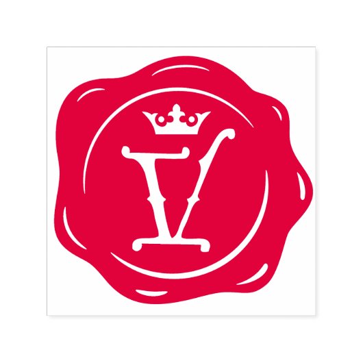 V - Antiek Wax Seal Gotische Kroon Initiaal Letter Zelfinktende Stempel (Design)